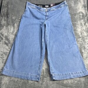 Ava Viv Jeans Womens 24 Wide Leg Stretch High Rise Comfort Light Wash Denim NEW